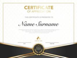 diploma certificate template red and gold color with luxury and modern style vector image, suitable for appreciation.  Vector illustration