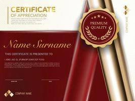 diploma certificate template red and gold color with luxury and modern style vector image