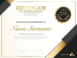 diploma certificate template black and gold color with luxury and modern style vector image, suitable for appreciation.  Vector illustration.