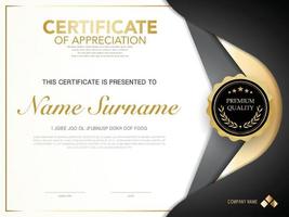 diploma certificate template black and gold color with luxury and modern style vector image, suitable for appreciation.  Vector illustration.