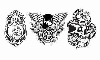 logo set design of frog, eagle and head skull and snake vector design
