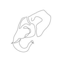 Continuous line elephant head. Single one line art of wild elephant. Vector illustration