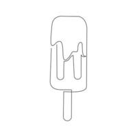 Continuous line drawing of fresh ice cream stick. Single one line art of delicious sweet and juicy cool ice cream cafe meal menu. Vector illustration