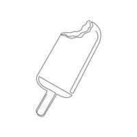 Continuous line drawing of fresh ice cream stick. Single one line art of delicious sweet and juicy cool ice cream cafe meal menu. Vector illustration