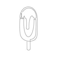 Continuous line drawing of fresh ice cream stick. Single one line art of delicious sweet and juicy cool ice cream cafe meal menu. Vector illustration