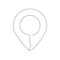 Continuous line drawing of pin map navigation. Single one line art of location point marker. Vector illustration