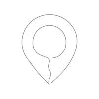 Continuous line drawing of pin map navigation. Single one line art of location point marker. Vector illustration