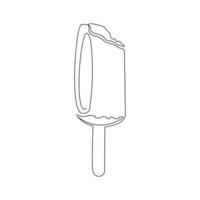 Continuous line drawing of fresh ice cream stick. Single one line art of delicious sweet and juicy cool ice cream cafe meal menu. Vector illustration