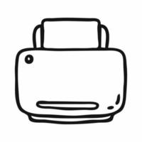Printer with paper. Vector doodle icon. Printing device, fax.