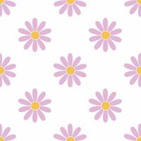 Cute daisy on white background. Seamless flower pattern. Background for sewing children clothes. Packing paper. Chamomile wallpaper. vector