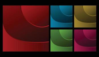 Colorful Wave Gradient Template Banner Set. Red, Blue Yellow, Pink, Green Square Background. vector