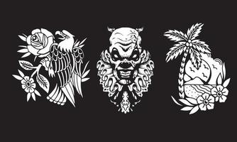 logo set of eagle, head angry clown, palm summer vector design