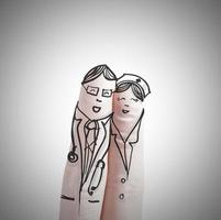 couple hand drawn and finger,doctor and nurse