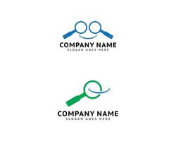 Set of Magnifier and Smile Logo Vector Template Design