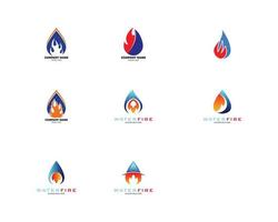 conjunto de icono de plantilla de diseño de logotipo de fuego de gota de agua vector