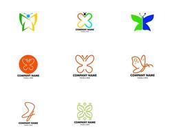 conjunto de diseño de icono de vector de plantilla de logotipo de mariposa de belleza