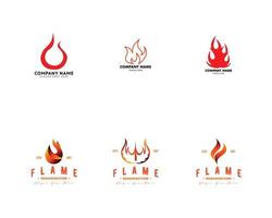 Set of Fire Flame Logo Design Vector Template