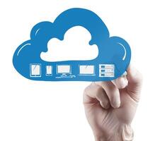 un diagrama de computación en la nube en la nueva interfaz de la computadora foto