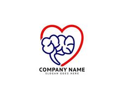 Heart and Brain Logo Design Vector Illustration