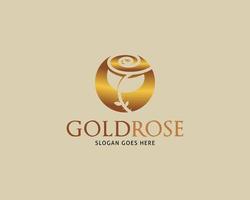 Golden Rose Vector Logo Design Template