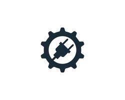 Gear Electric Plug Icon Vector Logo Template Illustration Design