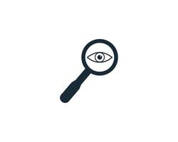 Eyeball and Magnifying Glass Icon Vector Logo Template Illustration Design