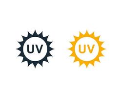 Quemadura solar ultravioleta, diseño de ilustración de plantilla de logotipo de vector de icono solar