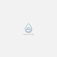 letter EV water droplet logo washing circle line simple vector