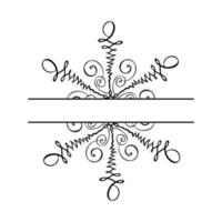 Hand drawn Vector split Christmas vintage scandinavian snowflake. Xmas decorative design element in retro style, isolated winter illustration