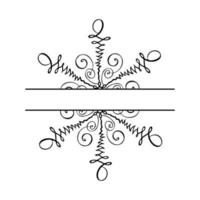 Hand drawn Vector split Christmas vintage scandinavian snowflake. Xmas decorative design element in retro style, isolated winter illustration