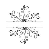 Vector Hand drawn split Christmas vintage scandinavian snowflake. Xmas decorative design element in retro style, isolated winter illustration