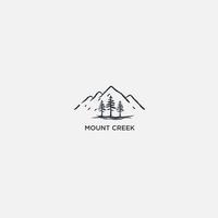 landscape mountain and tree logo vintage vector