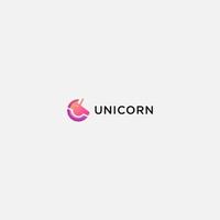 rainbow unicorn logo mascot design modern vector