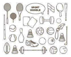 Hand drawn cartoon sport tools doodle bundle design coloring vector