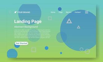 Landing Page Website Template Vector. Minimal blue ellipse gradient geometric background with dynamic shapes. Design for website and mobile website development. vector