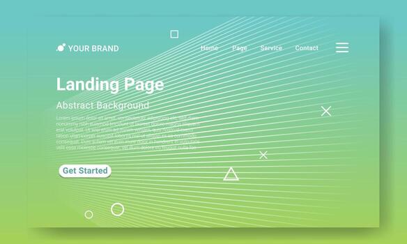 vector de plantilla de sitio web de página de destino geométrica mínima. fondo geométrico degradado verde mínimo con formas dinámicas. diseño para el desarrollo de sitios web y sitios web móviles.