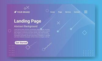 Modern Landing Page Website Template. purple gradient geometric background with dynamic shapes, wave and shooting star element. Design for website and mobile website development. vector