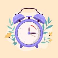 Flat spring forward illustration with clock vector