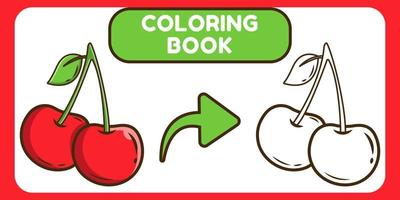 Cute cherry hand drawn cartoon doodle coloring book for kids vector