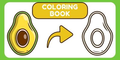 lindo libro de colorear de doodle de dibujos animados dibujados a mano de aguacate para niños vector