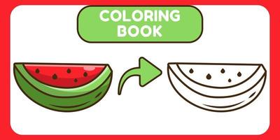 lindo libro de colorear de doodle de dibujos animados dibujados a mano de sandía para niños vector