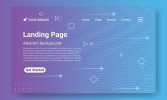 Minimal Landing Page Website Template. Blue gradient geometric background with dynamic shapes, wave and shooting star element. Design for website and mobile website development. vector