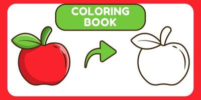 lindo libro de colorear de doodle de dibujos animados dibujados a mano de manzana para niños vector