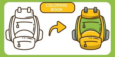 linda mochila dibujada a mano dibujos animados doodle libro para colorear para niños vector