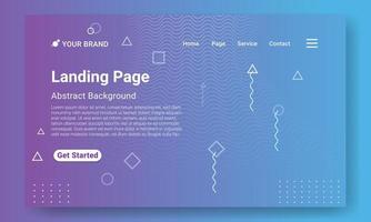 Abstract Landing Page Website Template. Blue gradient geometric background with dynamic shapes, wave and geometric ornament. Design for website and mobile website development. vector