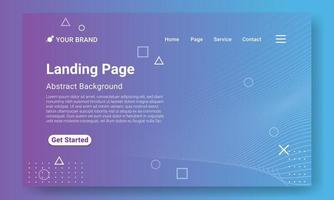 Purple gradient geometric background with dynamic shapes, wave and geometric element. Modern Landing Page Website Template. Design for website and mobile website development. vector
