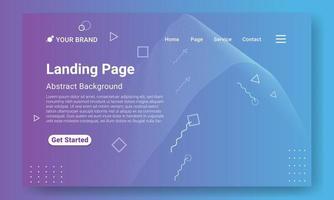 Abstract Landing Page Website Template. Blue gradient geometric background with dynamic shapes, wave and geometric ornament. Design for website and mobile website development. vector