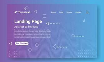 Abstract Landing Page Website Template. Blue gradient geometric background with dynamic shapes, wave and geometric ornament. Design for website and mobile website development. vector