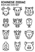 conjunto de iconos del zodiaco chino. vector