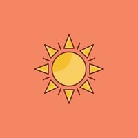 Ilustración de vector de sol sobre un fondo. símbolos de primera calidad. icono de color plano de línea vectorial para concepto y diseño gráfico.